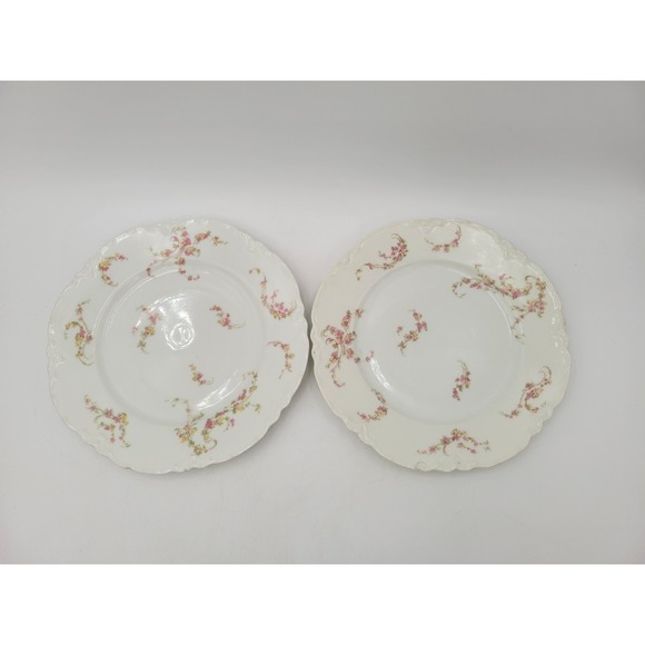 Haviland Other - 2 Antique Haviland Limoges 8.5 Salad Plates 233 Norma Pink Yellow Flowers AS-IS